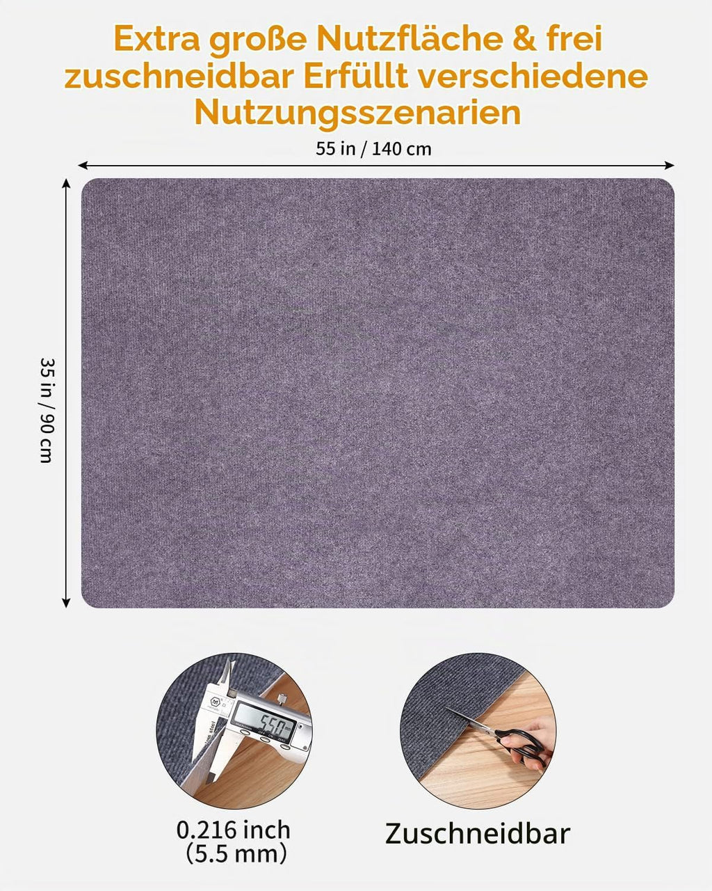 90 x 140 cm, Bürostuhl Unterlage, Schreibtischstuhl Unterlage, Bodenschutzmatte bürostuhl, Kratzfest Bodenmatte Stuhlunterlage, Bodenschutzmatte für Laminat, Parkett und Hartböden (hellgrau)