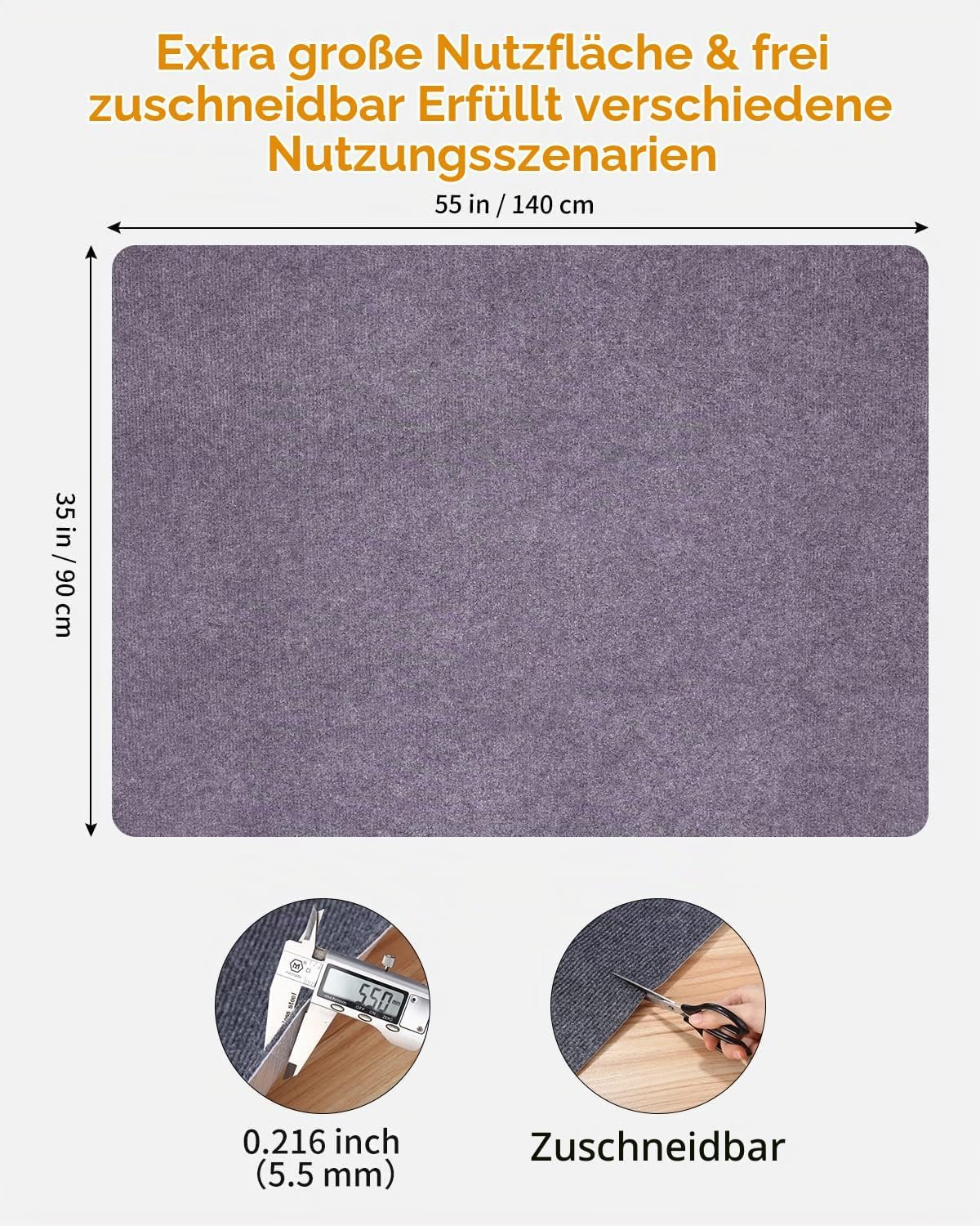 90 x 140 cm, Bürostuhl Unterlage, Schreibtischstuhl Unterlage, Bodenschutzmatte bürostuhl, Kratzfest Bodenmatte Stuhlunterlage, Bodenschutzmatte für Laminat, Parkett und Hartböden (hellgrau)