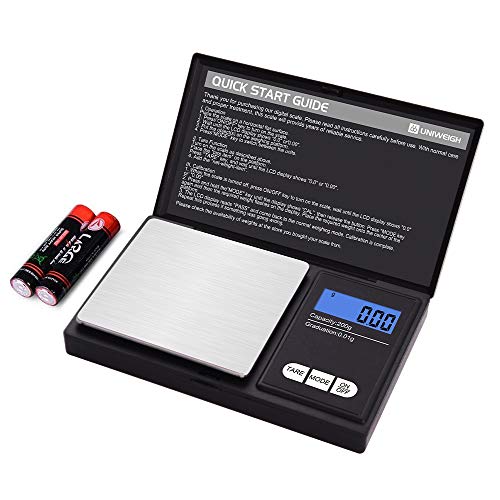 UNIWEIGH Grammwaage,200 gx0.01 g(7.05 oz x 0.001 oz) Digitale Taschenwaage