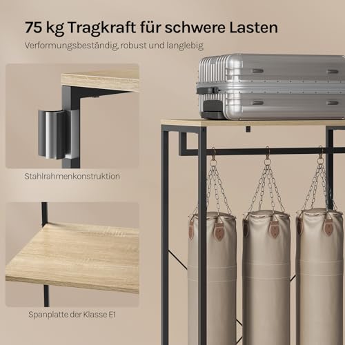 WOLTU Kleiderständer mit Schuhregal, aus Metall und Holz,60 x 40 x 167 cm