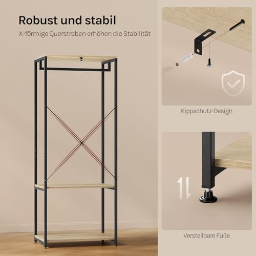 WOLTU Kleiderständer mit Schuhregal, aus Metall und Holz,60 x 40 x 167 cm