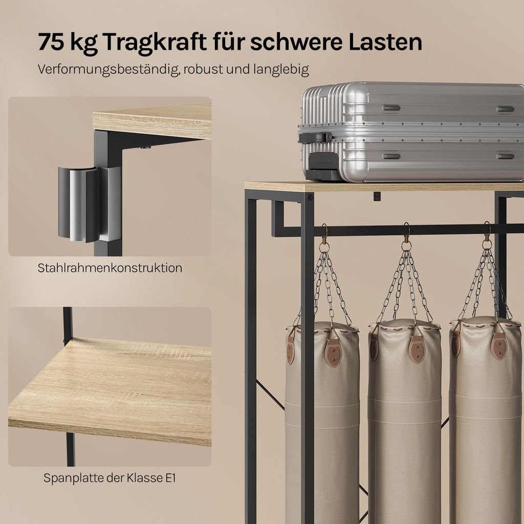 WOLTU Kleiderständer mit Schuhregal, aus Metall und Holz,60 x 40 x 167 cm