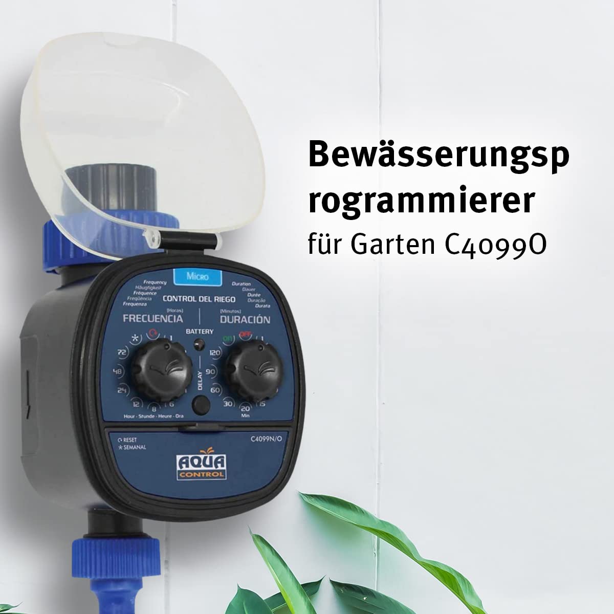 Aqua Control C4099O Bewässerungsprogrammierer für den Garten, für alle Arten von Hähnen, Öffnung bei 0 bar. Alt C4099N