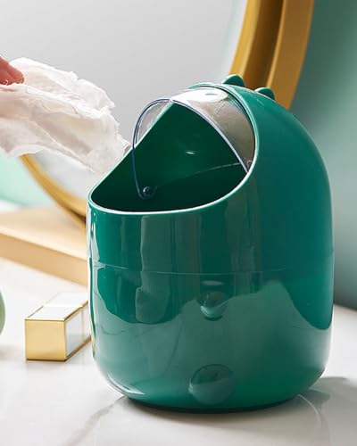 Mini TischmüLleimer mit Deckel, Dinosaurier Süße Cartoon Tisch Mülleimer, Cute Papierkorb Klein, Kawaii Deko, Aufbewahrungsbox, für BüRos, Kinderzimmer, Schminktisch, Wohnzimmer (Grün)