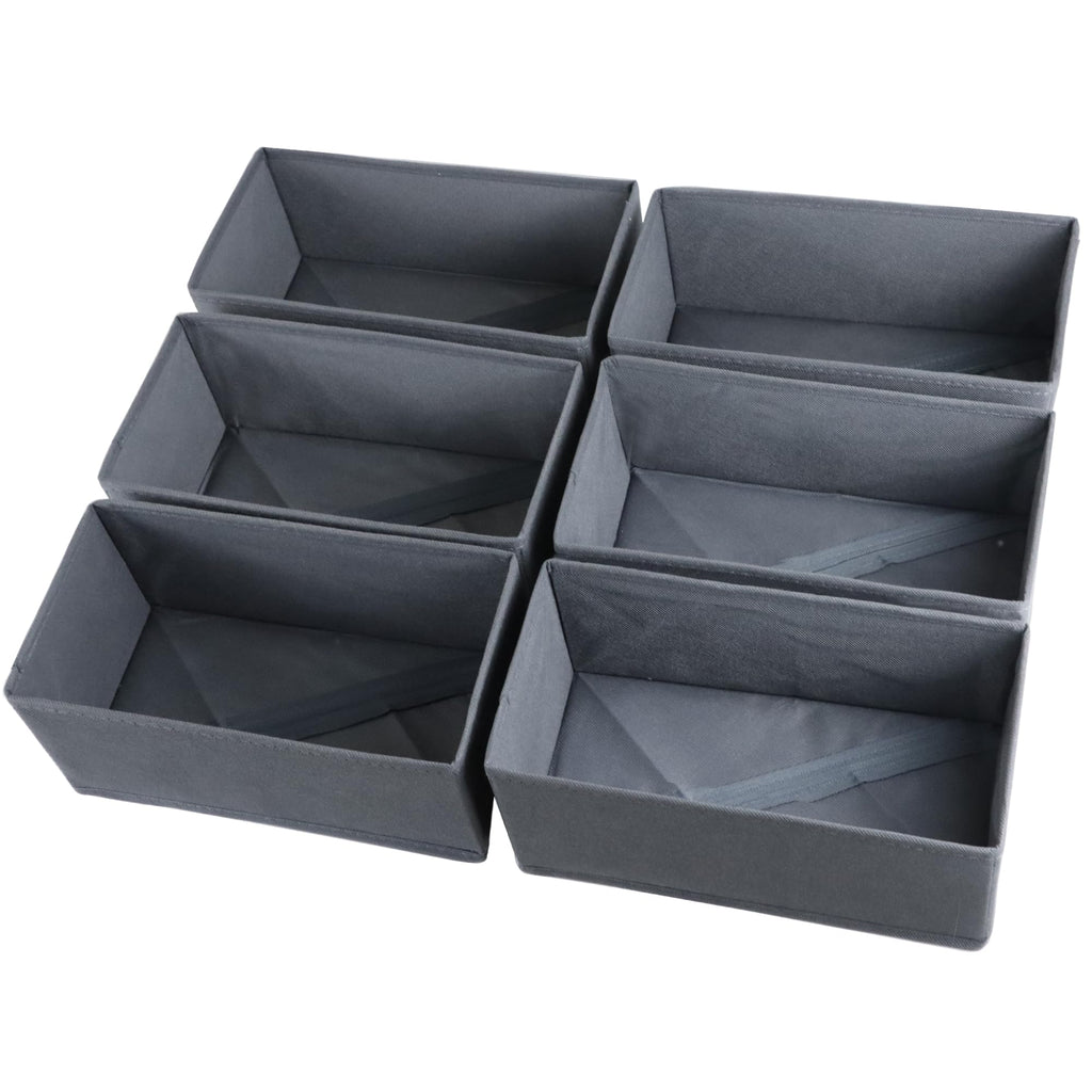 6 Stück Kleiderschrank Organizer Schubladen Ordnungssystem Faltbare Stoff Aufbewahrungsbox Schublade Organizer Schrank Organizer 6er Unterwäsche Organizer Socken Organizer (Grau)