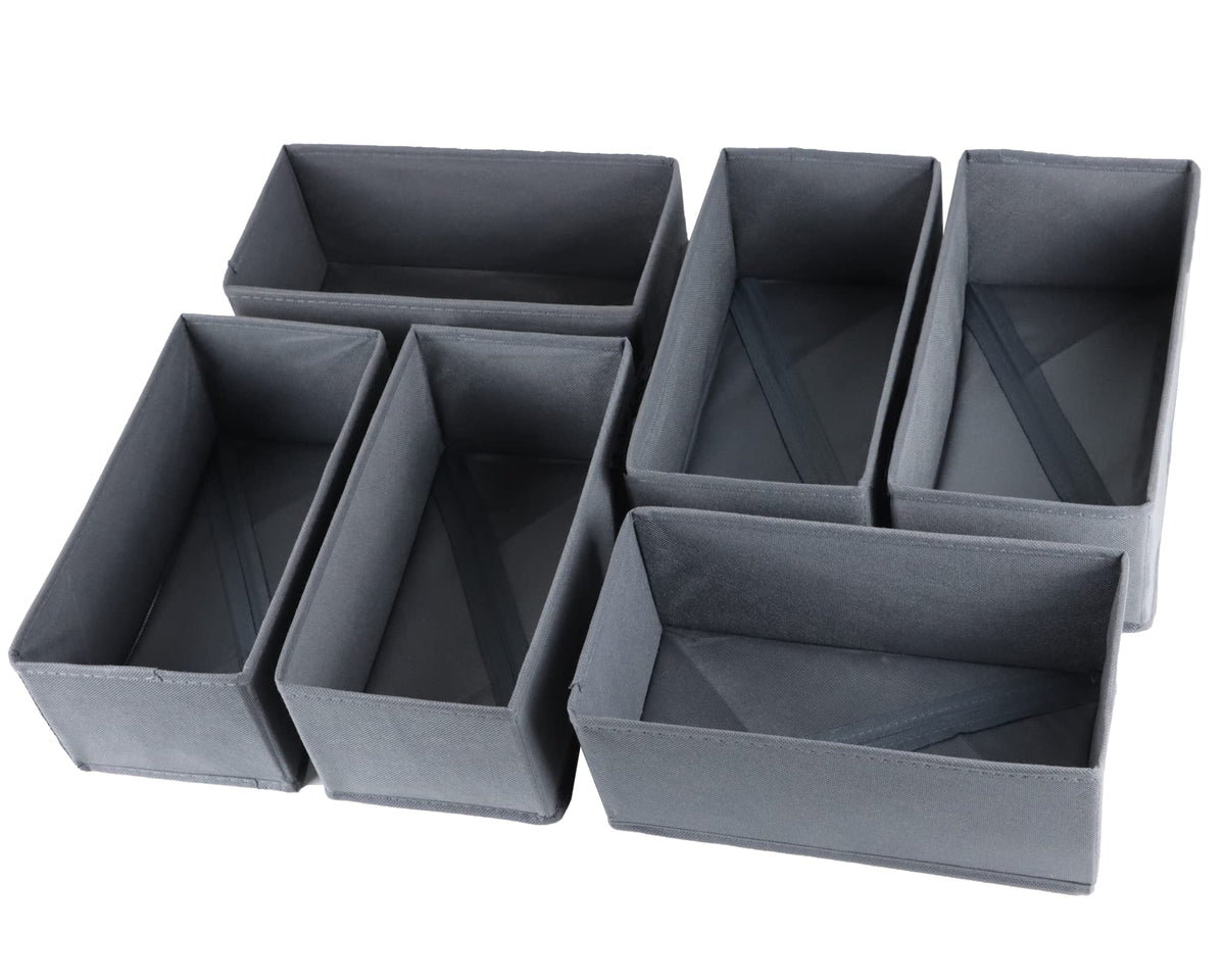 6 Stück Kleiderschrank Organizer Schubladen Ordnungssystem Faltbare Stoff Aufbewahrungsbox Schublade Organizer Schrank Organizer 6er Unterwäsche Organizer Socken Organizer (Grau)