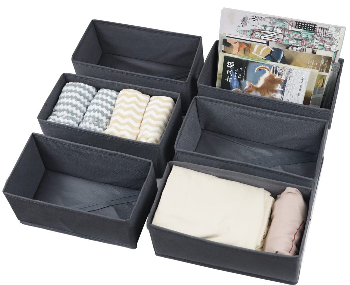 6 Stück Kleiderschrank Organizer Schubladen Ordnungssystem Faltbare Stoff Aufbewahrungsbox Schublade Organizer Schrank Organizer 6er Unterwäsche Organizer Socken Organizer (Grau)