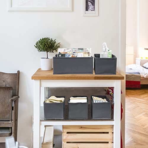 6 Stück Kleiderschrank Organizer Schubladen Ordnungssystem Faltbare Stoff Aufbewahrungsbox Schublade Organizer Schrank Organizer 6er Unterwäsche Organizer Socken Organizer (Grau)