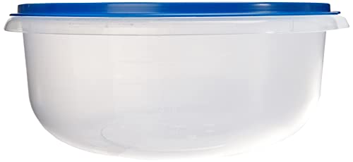 axentia Teigschüssel mit Plopp-Deckel - Hefeteigschüssel rund - Schüssel transparent - Salatschüssel groß - Plastikschüssel 6 Liter - Kunststoffschüssel flach & verschließbar, spülmaschinenfest Blau