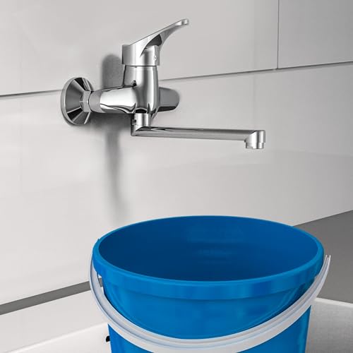 SCHÜTTE 22600 ATTICA Wandwasserhahn Chrom, Wand-Spültischarmatur 360°, ideal für Doppelspülbecken, Wasserhahn Wandmontage, Wandarmatur für Küche/Ausgussbecken, Mischbatterie für Wandmontage
