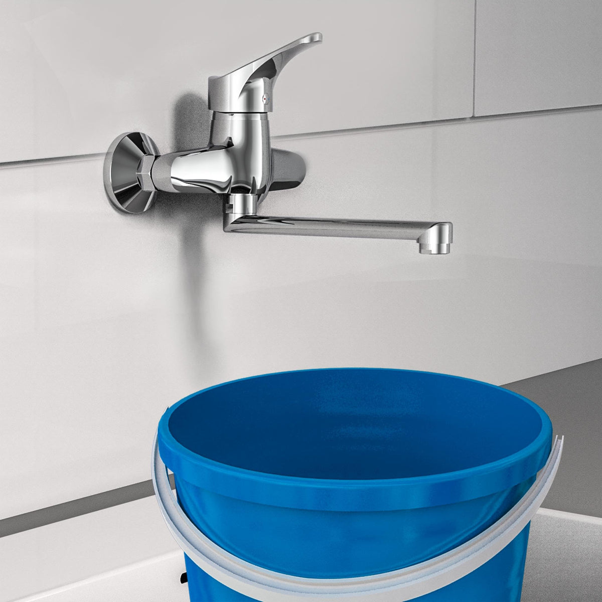 SCHÜTTE 22600 ATTICA Wandwasserhahn Chrom, Wand-Spültischarmatur 360°, ideal für Doppelspülbecken, Wasserhahn Wandmontage, Wandarmatur für Küche/Ausgussbecken, Mischbatterie für Wandmontage