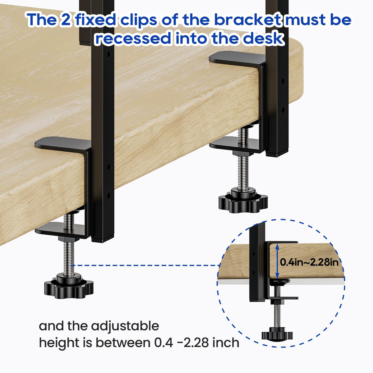 THYGIFTREE Anklemmbares mit 2 Ebenen, 31.8 cm Tischregal für Oberseite und Unterseite, Schreibtisch Aufsatzregal Organizer, Schreibtischregal Ausstellungsregal für Schreibtisch, Gaming Zubehör (Braun)