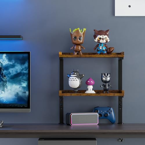 THYGIFTREE Anklemmbares mit 2 Ebenen, 31.8 cm Tischregal für Oberseite und Unterseite, Schreibtisch Aufsatzregal Organizer, Schreibtischregal Ausstellungsregal für Schreibtisch, Gaming Zubehör (Braun)