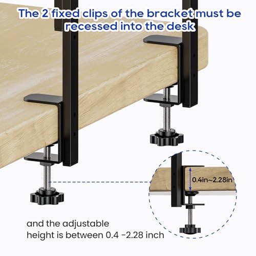 THYGIFTREE Anklemmbares mit 2 Ebenen, 31.8 cm Tischregal für Oberseite und Unterseite, Schreibtisch Aufsatzregal Organizer, Schreibtischregal Ausstellungsregal für Schreibtisch, Gaming Zubehör (Braun)