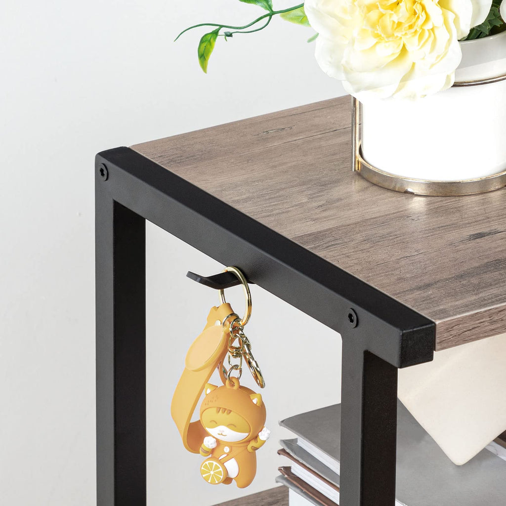 HOOBRO Druckertisch, 3-stöckiger Druckerständer mit Rollen, Höhenverstellbar Druckerwagen, mit 3 Ablagen und 2 Haken, 42 x 28 x 64 cm, für Büro, Fax, Kopierer, Scanner EBG28PS01N1