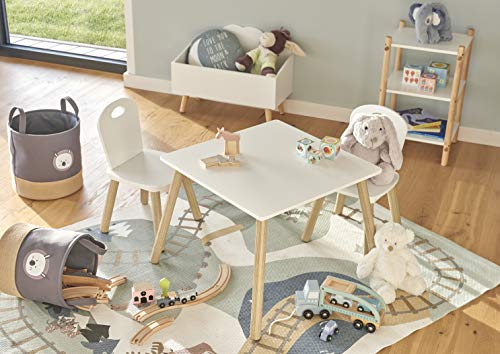 Zeller Kinder-Sitzgarnitur Scandi, 3-TLG, Holz, Tisch: 55x55x43,5 cm Stuhl: 28x28x50 cm 13501
