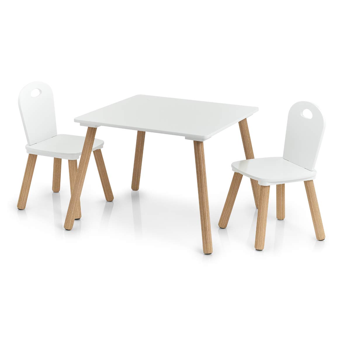 Zeller Kinder-Sitzgarnitur Scandi, 3-TLG, Holz, Tisch: 55x55x43,5 cm Stuhl: 28x28x50 cm 13501