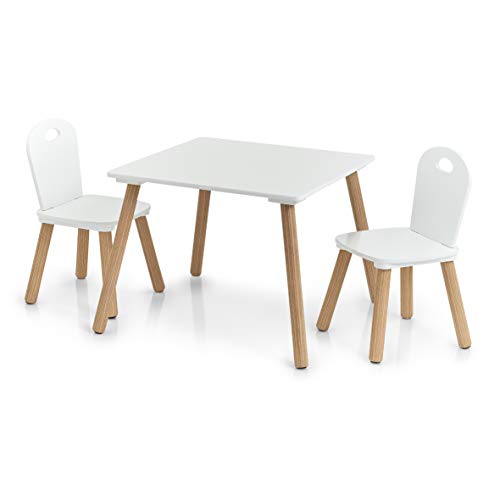 Zeller Kinder-Sitzgarnitur Scandi, 3-TLG, Holz, Tisch: 55x55x43,5 cm Stuhl: 28x28x50 cm 13501