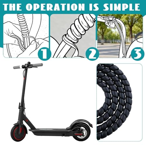 Flexible 120 cm TPU kabelspirale für E-Scooter, Perfekt für Xiaomi 1s/M365/Pro Ninebot Scoote, Anpassbare e Scooter kabelschutz in Schwarz (E-Scooter Zubehör)
