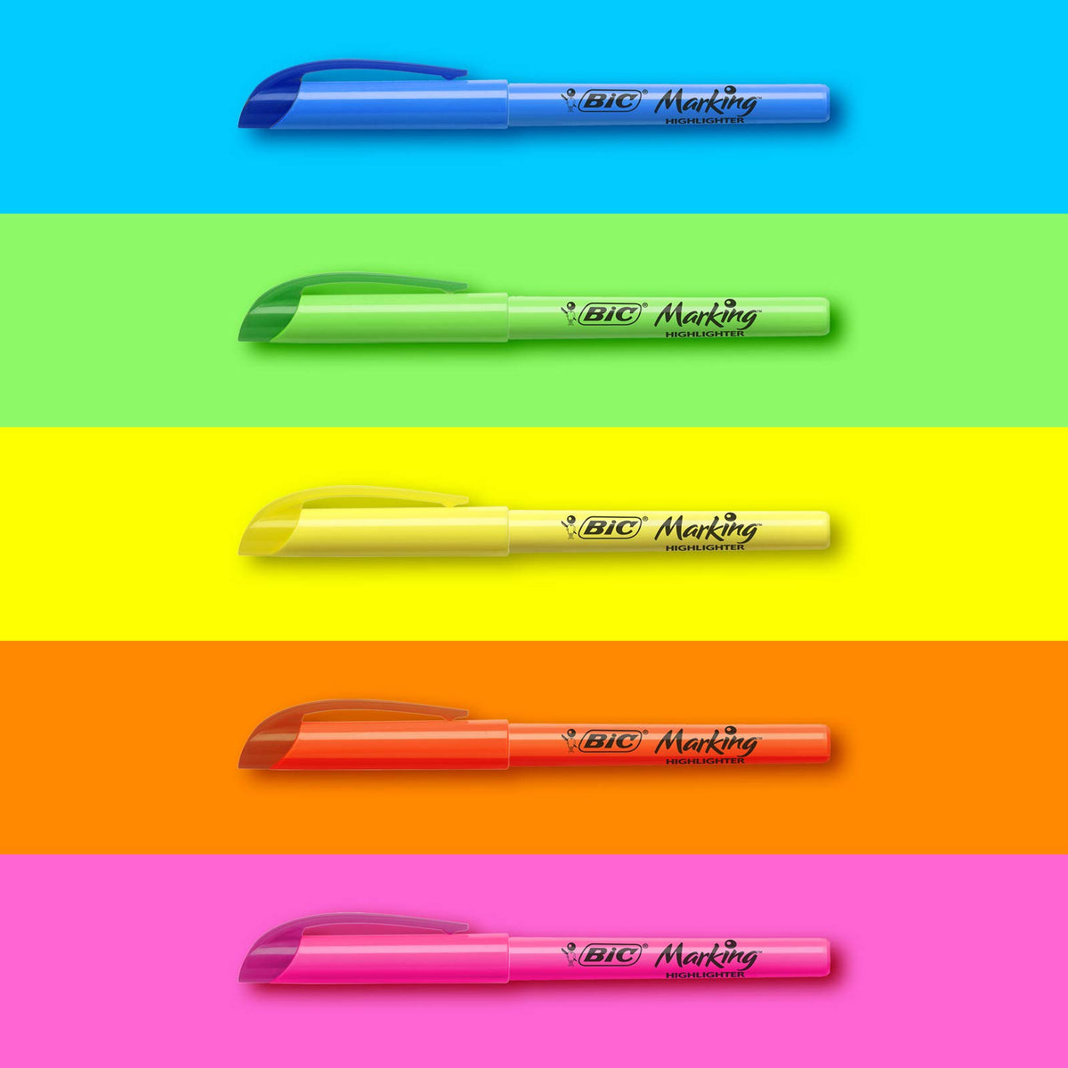 BiC 893133 Textmarker, hell, 5 Stück