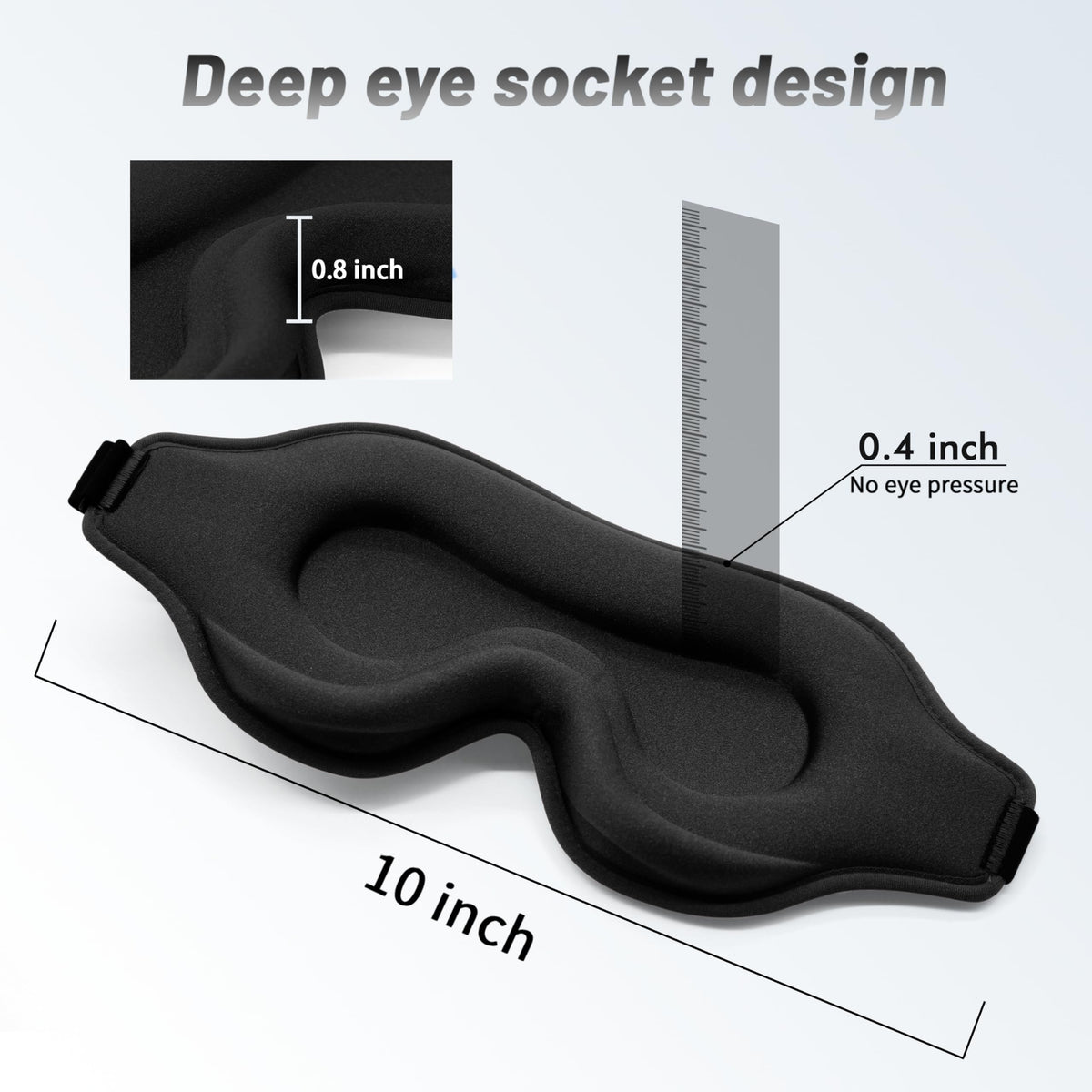 3D-Schlafmaske mit Ohrstöpseln - Lichtdichte & Bequeme Augenmaske für Herren & Damen, Ideal für Flugzeug, Reise & Seitenschläfer, Schwarz
