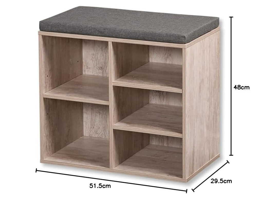 Kesper | Schuhschrank mit Sitzkissen, Weiß, Grau, 51,5 cm | 15911