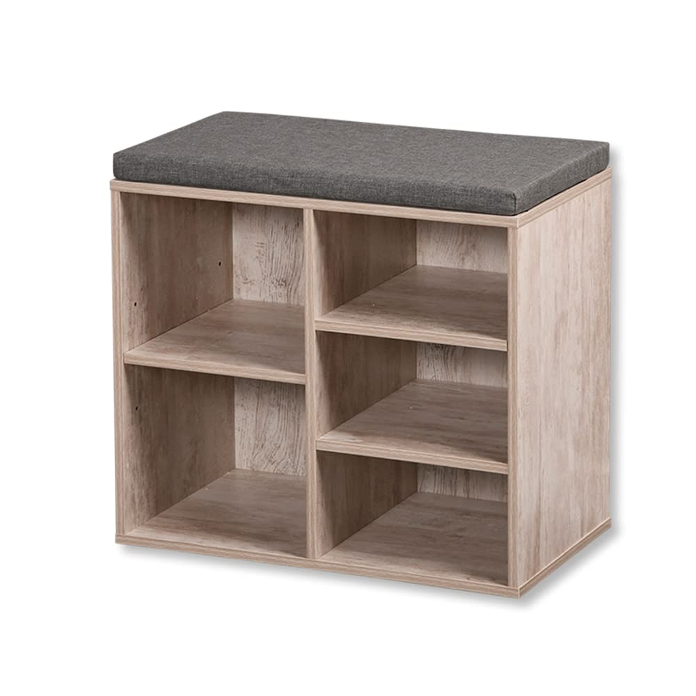 Kesper | Schuhschrank mit Sitzkissen, Weiß, Grau, 51,5 cm | 15911