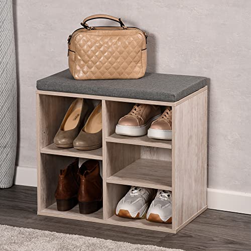 Kesper | Schuhschrank mit Sitzkissen, Weiß, Grau, 51,5 cm | 15911