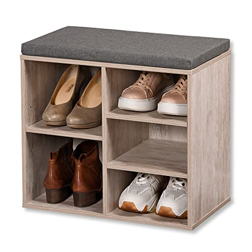 Kesper | Schuhschrank mit Sitzkissen, Weiß, Grau, 51,5 cm | 15911