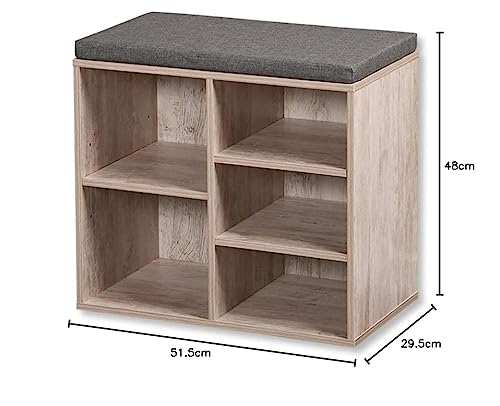 Kesper | Schuhschrank mit Sitzkissen, Weiß, Grau, 51,5 cm | 15911