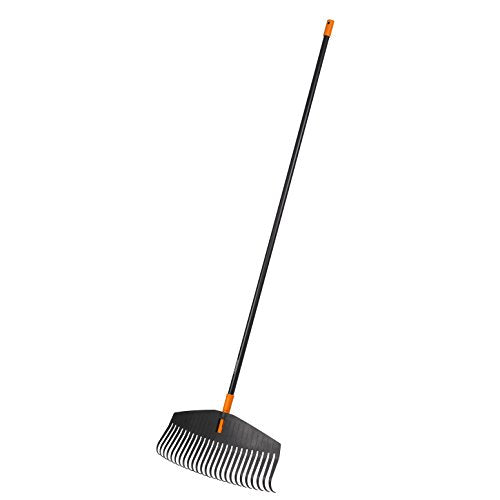 Fiskars Laubbesen, 25 Zinken, Länge: 175 cm, Breite: 52 cm, Kunststoff-Zinken/Aluminium-Stiel, Schwarz/Orange, L, Solid, 1003465