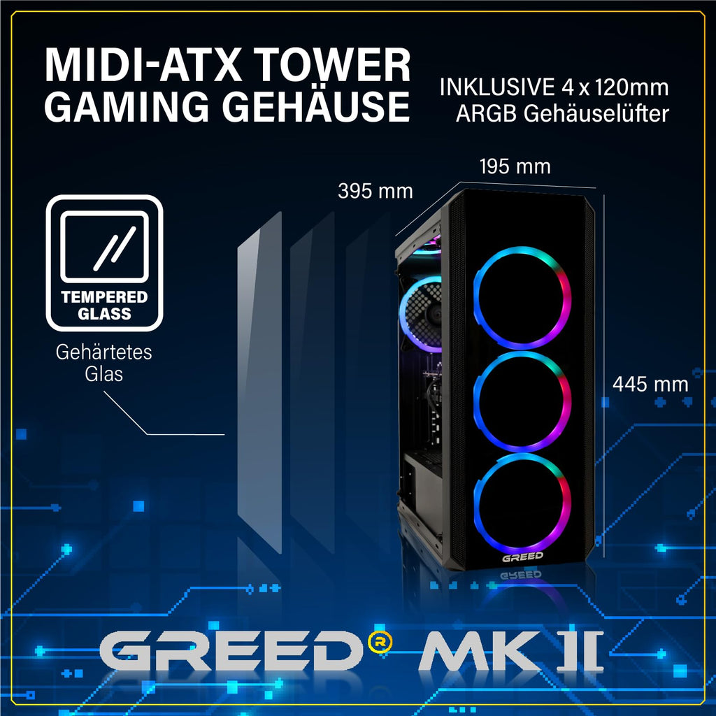 Greed® MK2 - Gaming PC - AMD Ryzen 7 5700X & AMD Radeon RX 9060XT (8GB)
