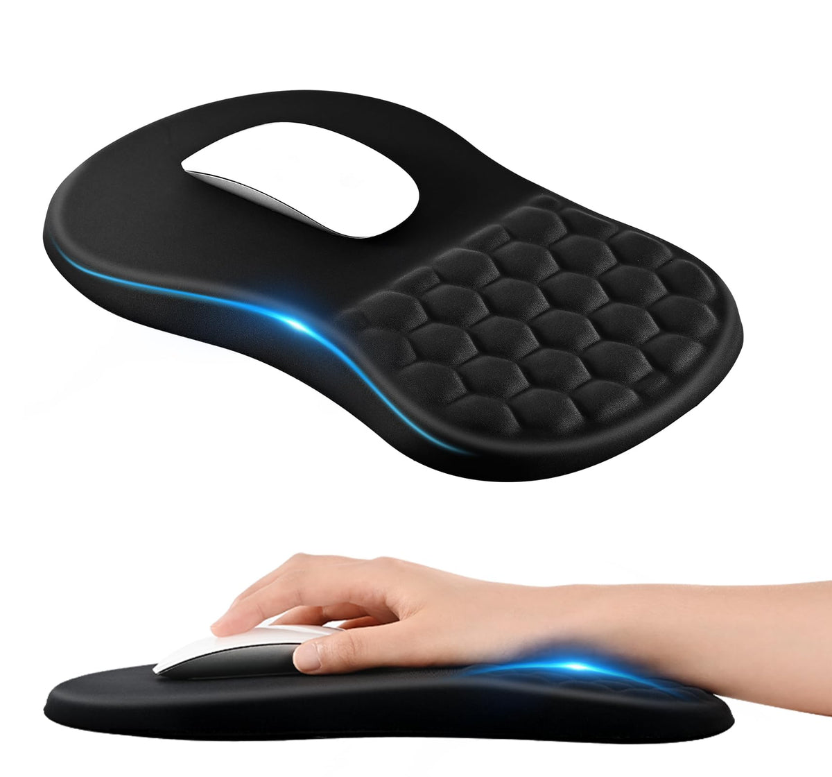 EooCoo Mousepad mit Handauflage, Mauspad XXL & Massage-Noppen, Schwarz