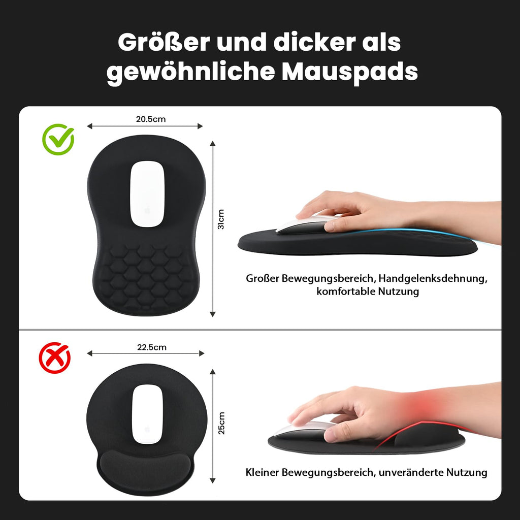 EooCoo Mousepad mit Handauflage, Mauspad XXL & Massage-Noppen, Schwarz