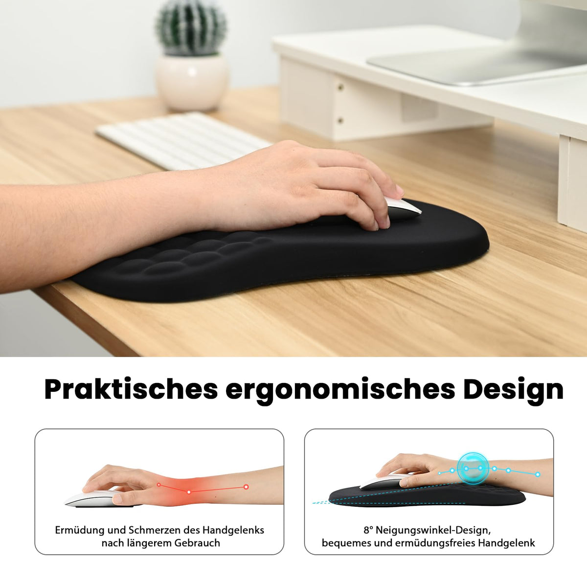 EooCoo Mousepad mit Handauflage, Mauspad XXL & Massage-Noppen, Schwarz