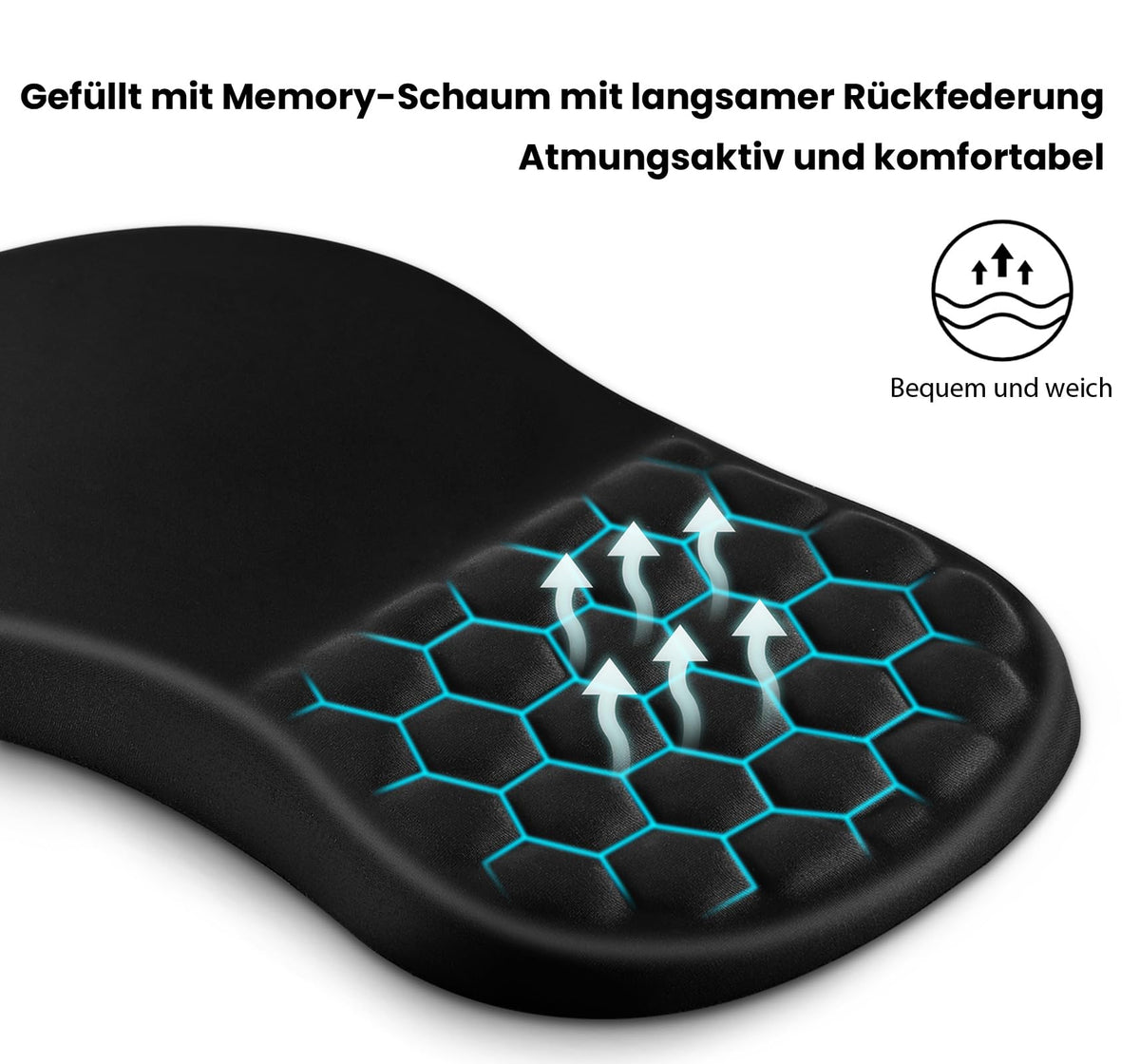 EooCoo Mousepad mit Handauflage, Mauspad XXL & Massage-Noppen, Schwarz