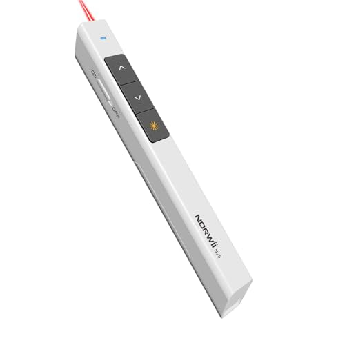 Norwii Präsentationsfernbedienung mit Laserpointer Rot für PowerPoint, AAA