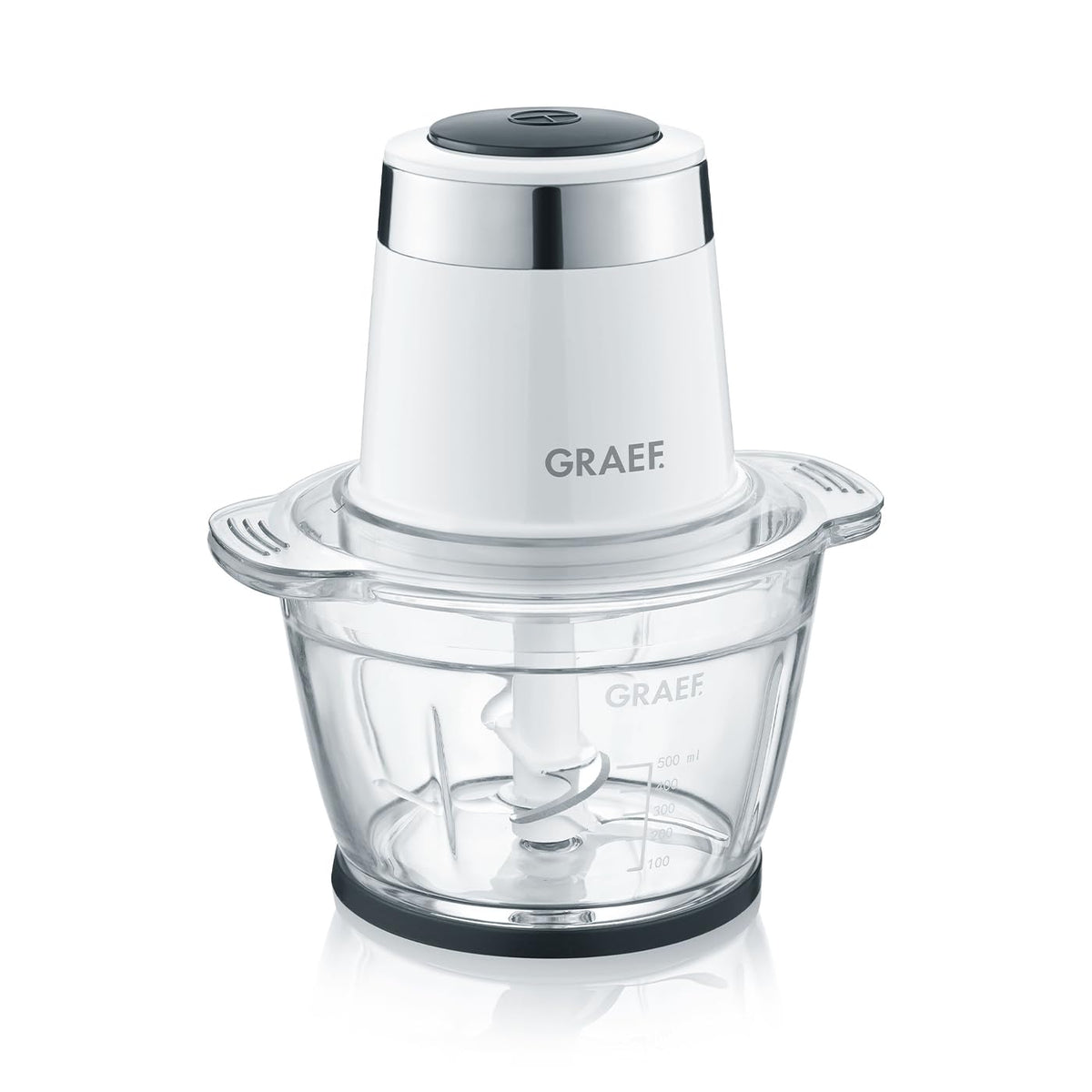 GRAEF Multi-Zerkleinerer CH501 Weiß Ideal zum Hacken, Schneiden und Mixen von Obst, Gemüse – Multi-Zerkleinerer