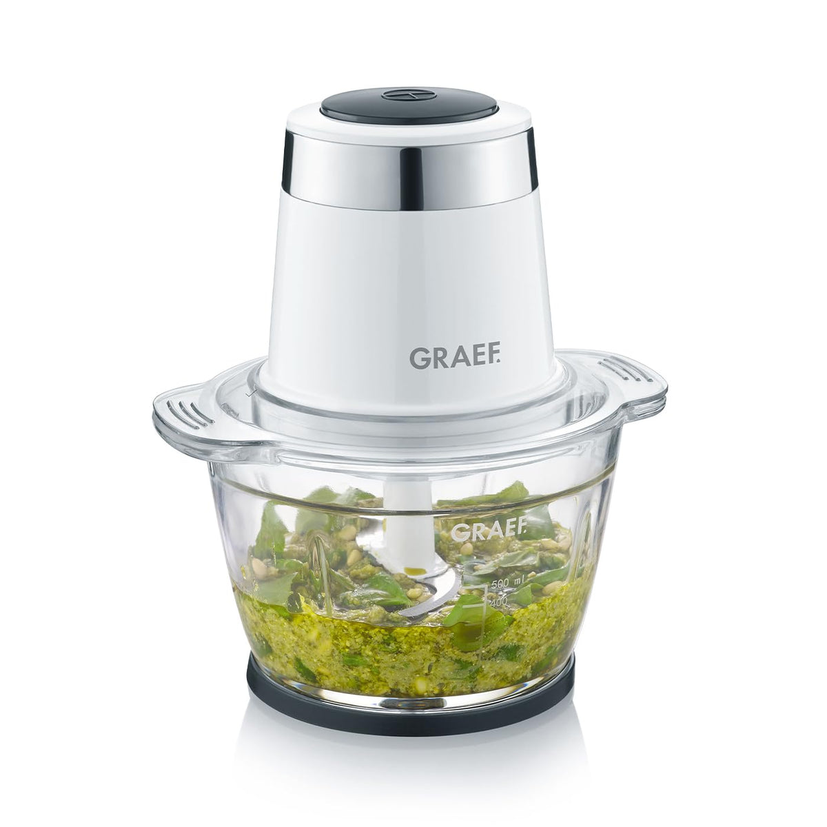 GRAEF Multi-Zerkleinerer CH501 Weiß Ideal zum Hacken, Schneiden und Mixen von Obst, Gemüse – Multi-Zerkleinerer