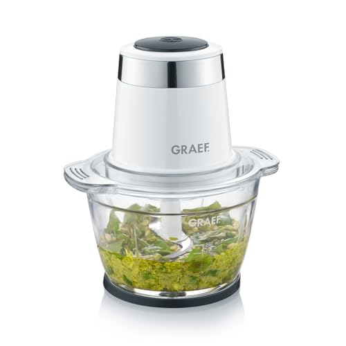 GRAEF Multi-Zerkleinerer CH501 Weiß Ideal zum Hacken, Schneiden und Mixen von Obst, Gemüse – Multi-Zerkleinerer
