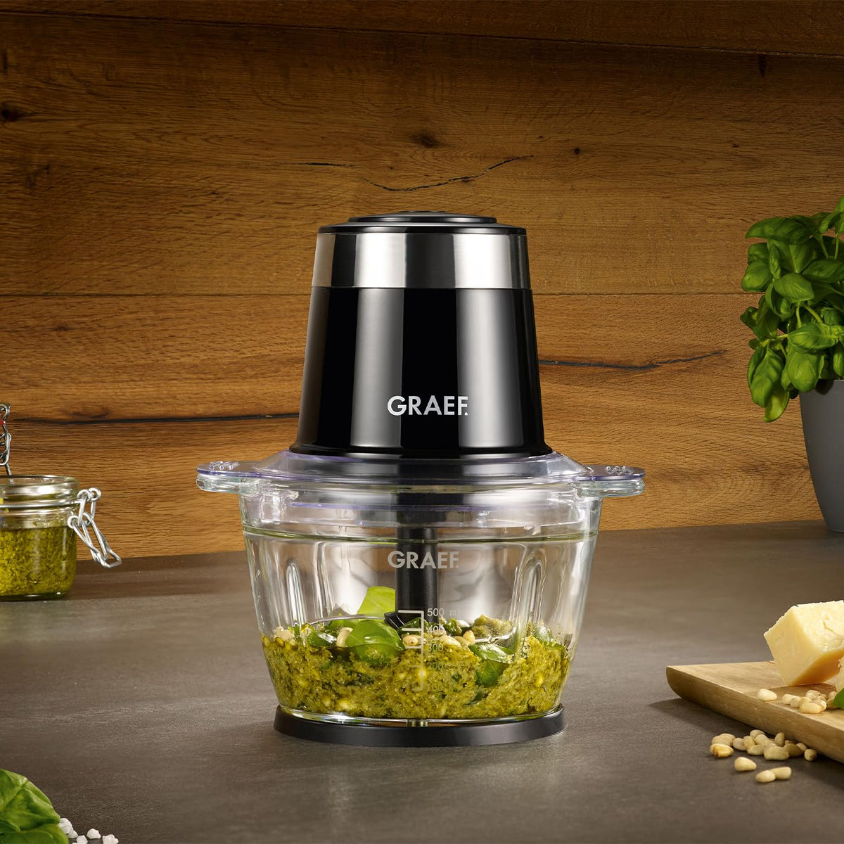 GRAEF Multi-Zerkleinerer CH501 Weiß Ideal zum Hacken, Schneiden und Mixen von Obst, Gemüse – Multi-Zerkleinerer