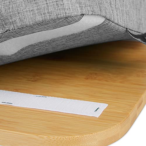 Relaxdays Laptopkissen, Bambus, Memory Foam Kissen, BxT: 51 x 36 cm, Tragegriff, Kissentablett Bett & Sofa, Natur/grau