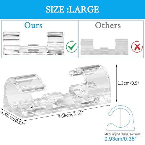 SOULWIT® 50 Stück Stark Selbstklebende Kabel-Management-Clips, Kabel-Organizer für TV, PC, Laptop, Ethernet Kabel, Desktop, Heim, Büro