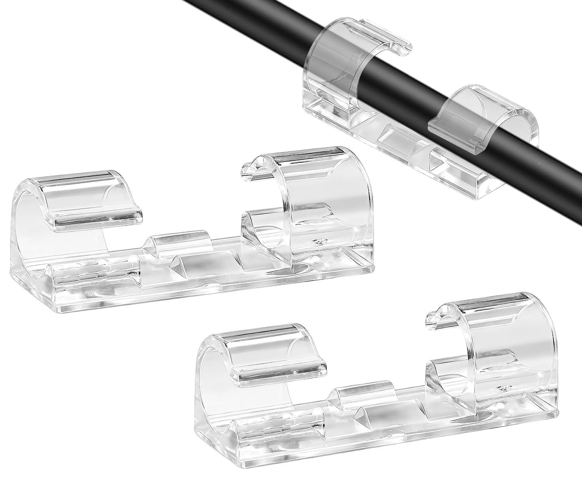 SOULWIT® 50 Stück Stark Selbstklebende Kabel-Management-Clips, Kabel-Organizer für TV, PC, Laptop, Ethernet Kabel, Desktop, Heim, Büro