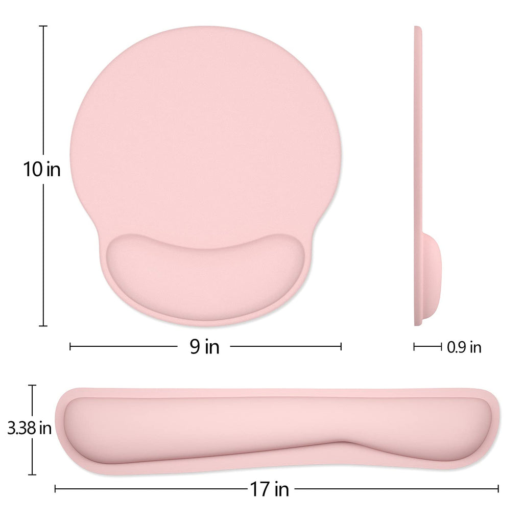 Dapesuom Tastatur-Handgelenkauflage und Mauspad mit Handgelenkstütze, Memory-Schaum-Handgelenkauflagen für Tastatur und Maus, ergonomisches Handgelenkpolster mit rutschfester Unterseite, Hellrosa