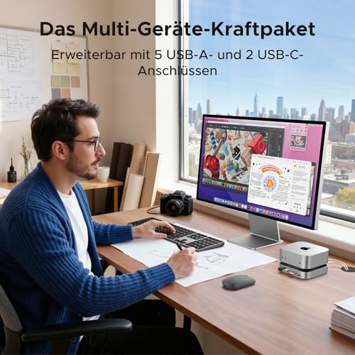 UGREEN Mac mini M6/M5 Pro/M4 Dock & Ständer Docking Station mit 8TB M.2