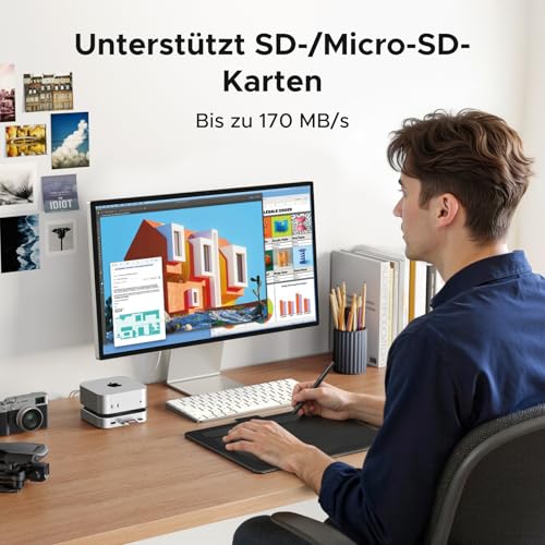 UGREEN Mac mini M6/M5 Pro/M4 Dock & Ständer Docking Station mit 8TB M.2