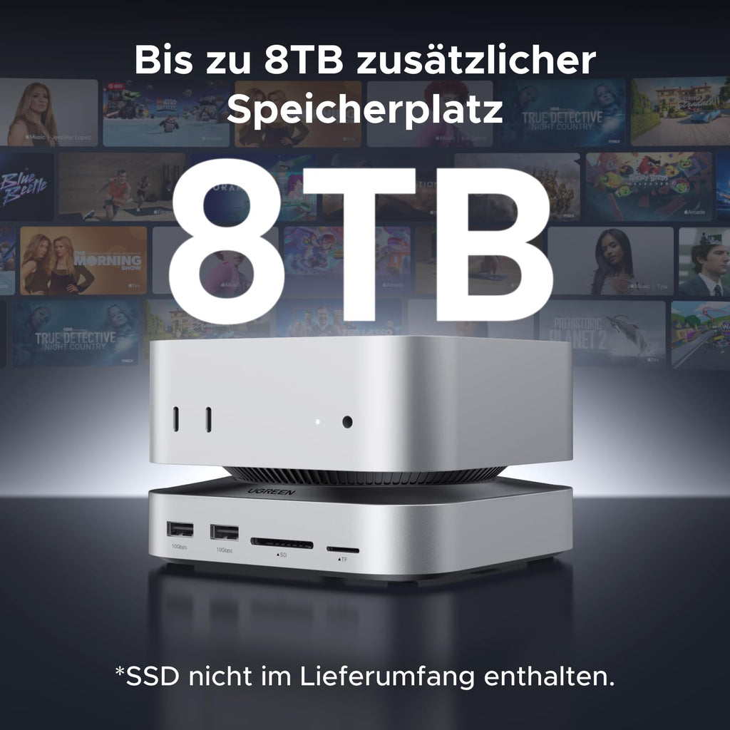 UGREEN Mac mini M6/M5 Pro/M4 Dock & Ständer Docking Station mit 8TB M.2
