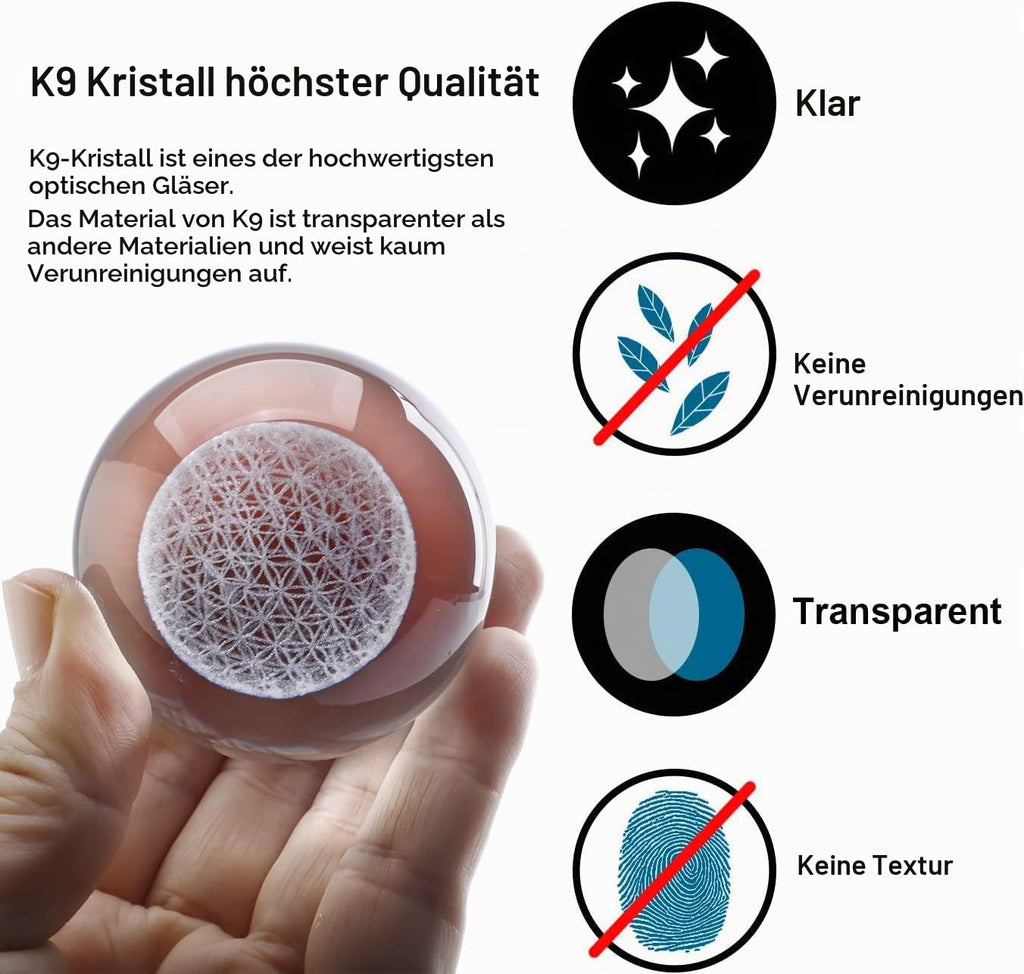3D Briefbeschwerer mit Kristallkugel Blume des Lebens mit Ständer einzigartige Kugel aus Glas mit Lasergravur Chakra Heilgitter Blumenkugel für Dekoration für Freundin, Ehefrau, Mutter und Tante