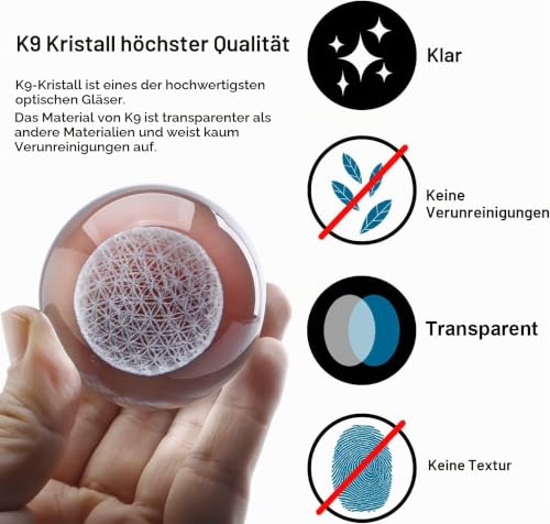 3D Briefbeschwerer mit Kristallkugel Blume des Lebens mit Ständer einzigartige Kugel aus Glas mit Lasergravur Chakra Heilgitter Blumenkugel für Dekoration für Freundin, Ehefrau, Mutter und Tante